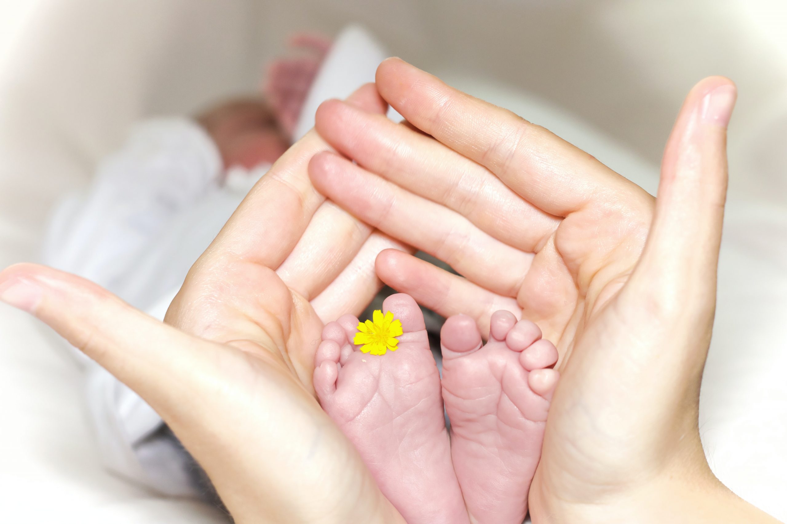 Baby's feet cupped by mothers hands - Top 7 Nutrition Tips for New Mums - Postpartum nutrition