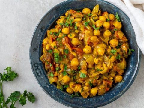 Bowl of Moroccan Chickpea Stew by Flora Nutrition - get the recipe here