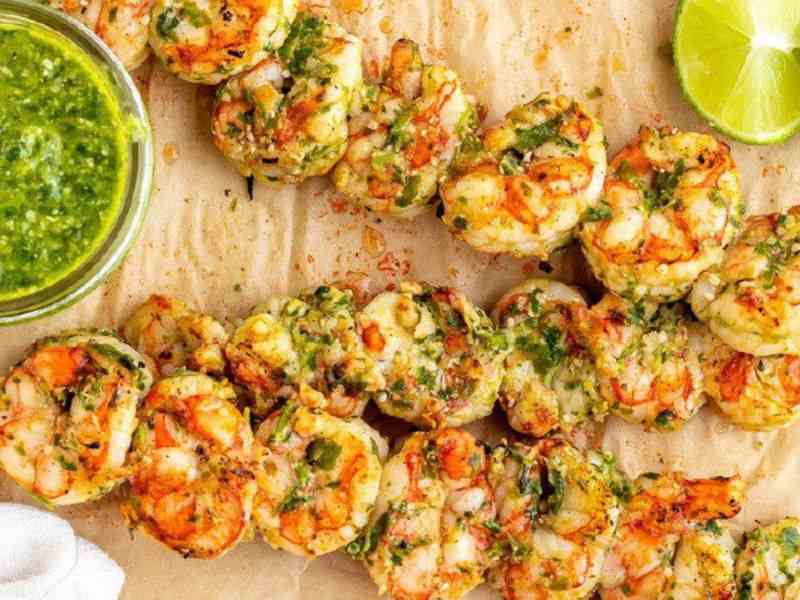 Grilled Coriander Lime Pesto with Shrimp Recipe from Flora Nutrition Brisbane